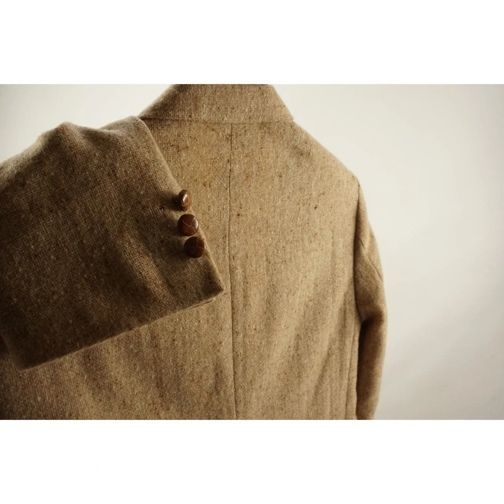 Vintage 1950s 1960s Atomic Fleck Hopsack Tweed Sport Coat Men's 42R Cream Shank